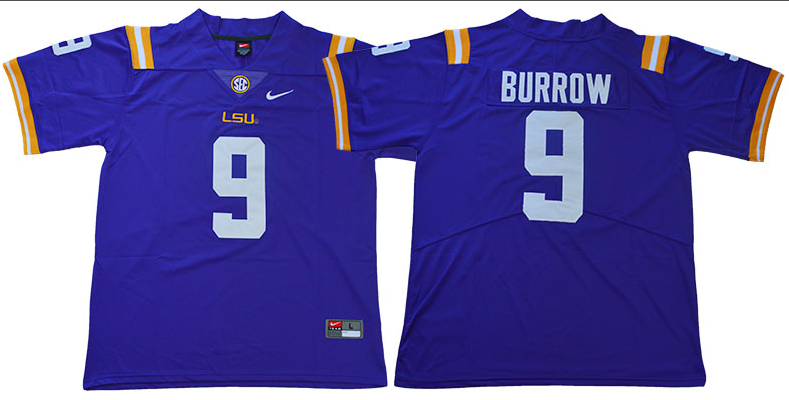 Men LSU Tigers #9 Burrow Purple NCAA Jersey->women nfl jersey->Women Jersey